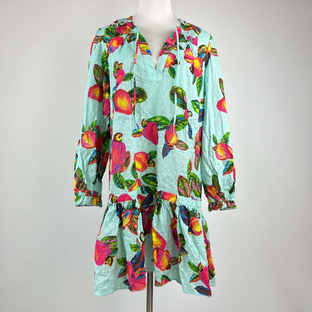NWOT Tropical Fruit Parrot Print Mini Dress Size S - Picture 2 of 14